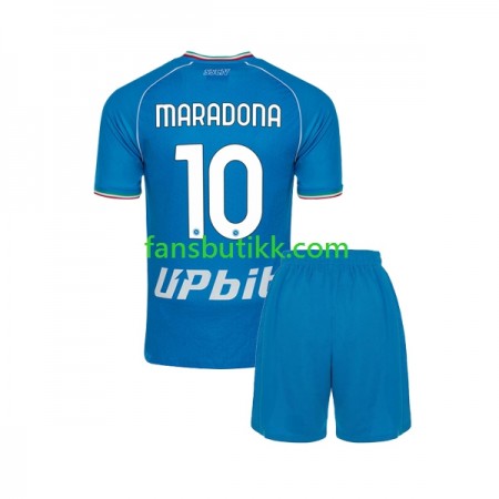 Fotballdrakt SSC Napoli Maradona 10 Barn Hjemmetrøye 2023-2024 Kortermet